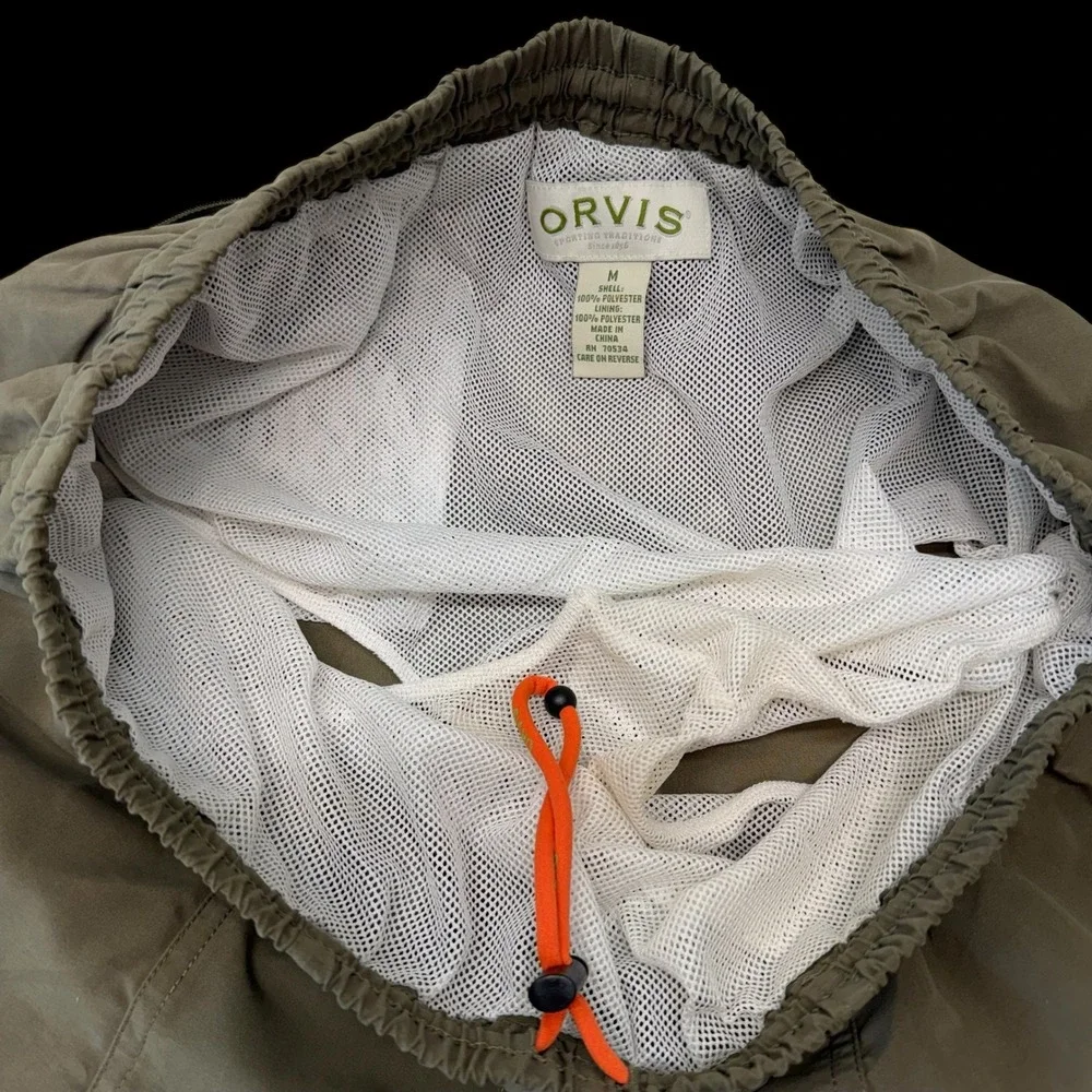 Orvis Mens Olive Green Medium Mesh Lined Swim Trunks Shorts‎ #574